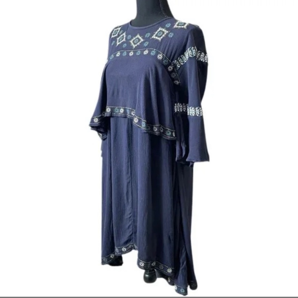 Chelsea & Violet Navy Boho Embroidered Tiered Dress Women’s Size L